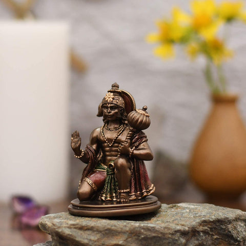 Resin Lord Hanuman In Sitting Posture Statue Figurine