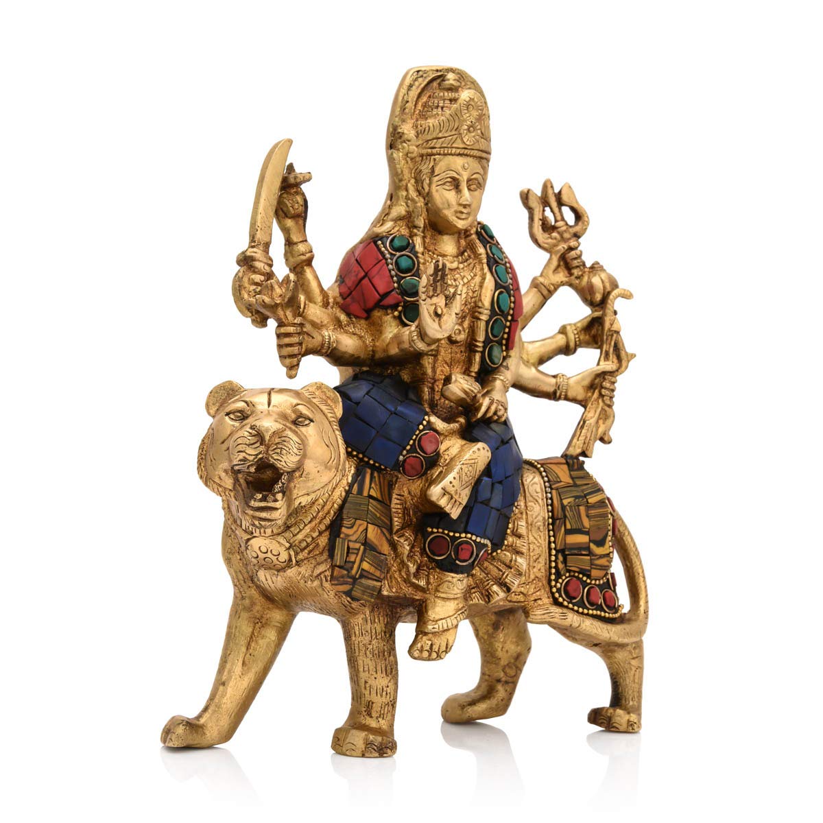 Brass Durga Idol On Lion Murti Showpiece Dbs106