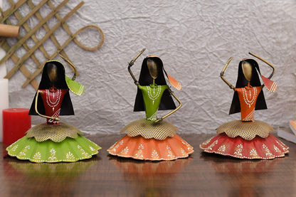 Metal Dancing Lady Figurines - Table Decor (Set of 3)