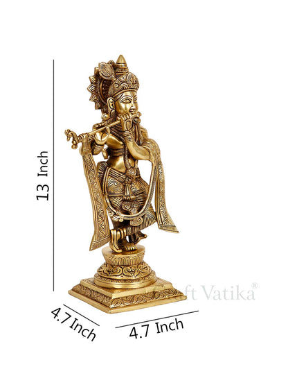 Lord Krishna Playing Flute Sculpture Decorative Statue