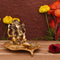 Decorative Ganesha Idol On Leaf Diya Oil Lamp Stand Showpiece