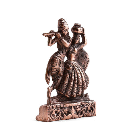 Sculpture of Radha Krishna Playing Flute Metal Wall Hanging