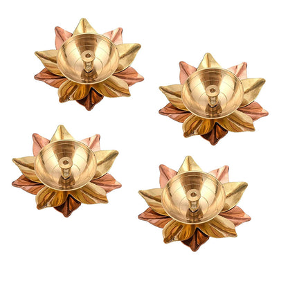 Lotus Shape Decorative Brass Akhand Diya Sets