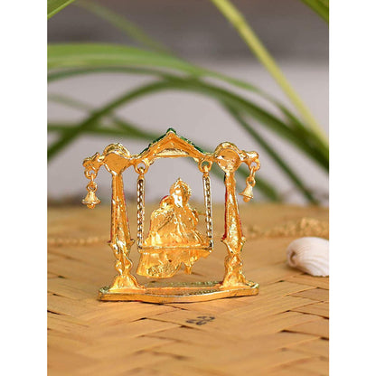 Metal Radha Krishna Murti Hanging On Jhula Idol Showpiece