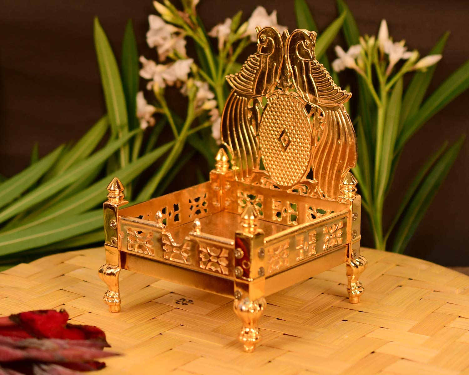 Metal Peacock Pooja God Singhasan