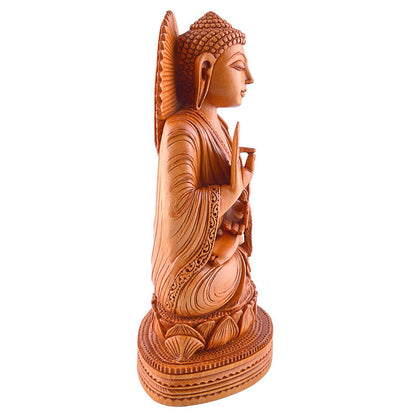 Wooden Blessing Buddha Idol Showpiece Bws155