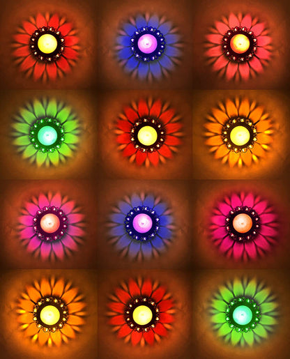 Set of 36 Reflective 3D Shadow Diya for Diwali Decor