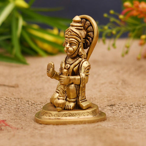 Brass Blessing Lord Hanuman Idol Murti Statue 