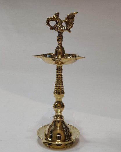  Brass Peacock Mahabharat Diya Oil Lamp Stand Showpiece