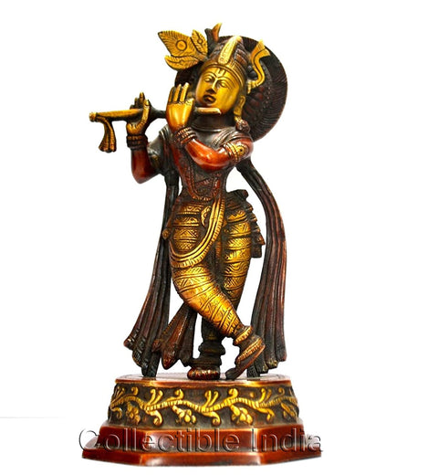 Brass Large Krishna Flute Playing Kbs133