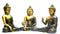 Set Of 3 Antique Brass Buddha Idol Statues, Earth Touching, Blessing, Medicine-Bts232