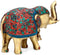 Brass Trunk up Elephant Sculpture Statue with Stone Work