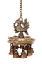 Brass Peacock Diya Oil Lamp With Bells Hanging Showpiece 