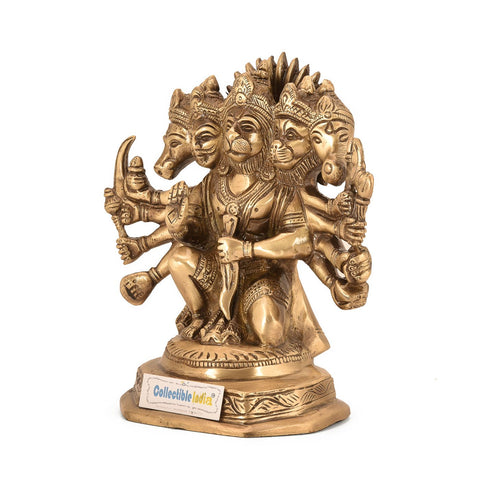 Blessing Panchmukhi Hanuman Brass Idol Murti Showpiece