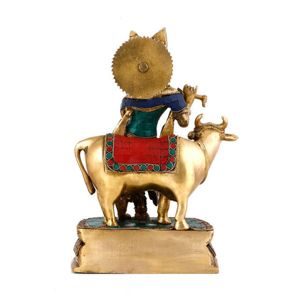 Brass Lord Krishna Flute Playing Statue Kts114