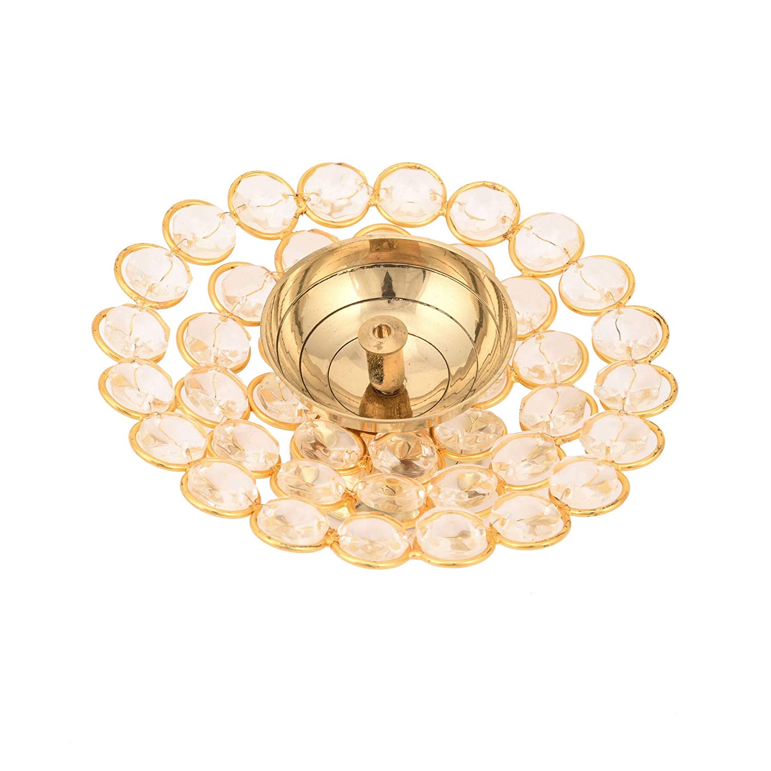 Crystal Akhand Diya Brass Oil Puja Lamp