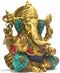 Blessing Sculpture of Lord Ganesha Idol in Brass Statue 