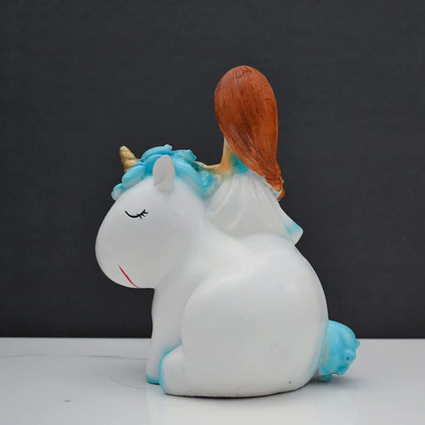 Girl Sitting on Unicorn Home Decorative Showpiece