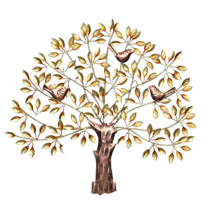 Iron Golden Tree Of Life Birds Sitting On Branches Wall Hanging Showpiece Dfmw158