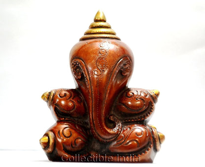 Conch Shaped Ganesha Idol Brass Decorative Statue Gbs203