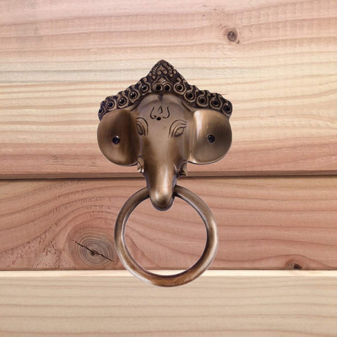 Brass Lord Ganesha Mask Ring Door Knocker