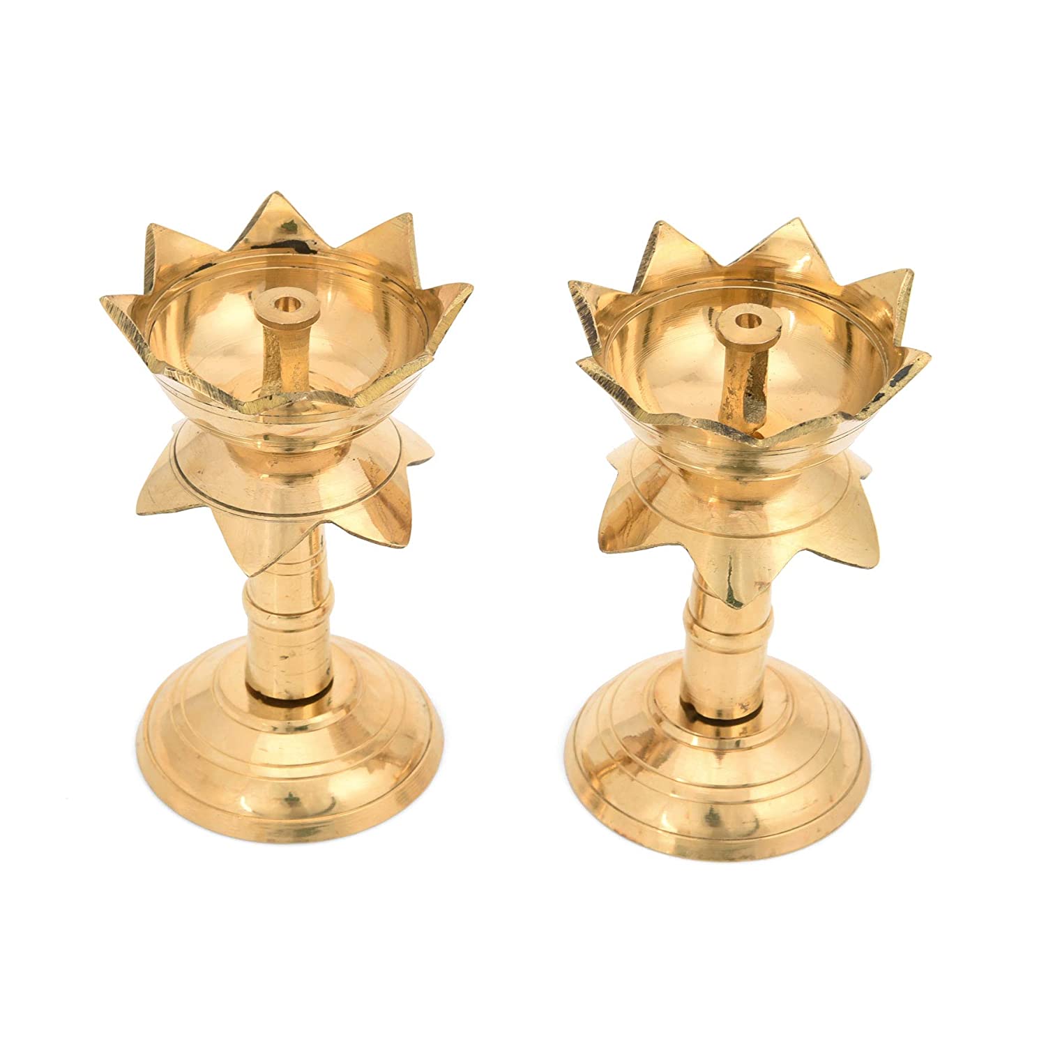 Brass Pure Diya Oil Lamp Stand Showpiece (Set Of 2) 