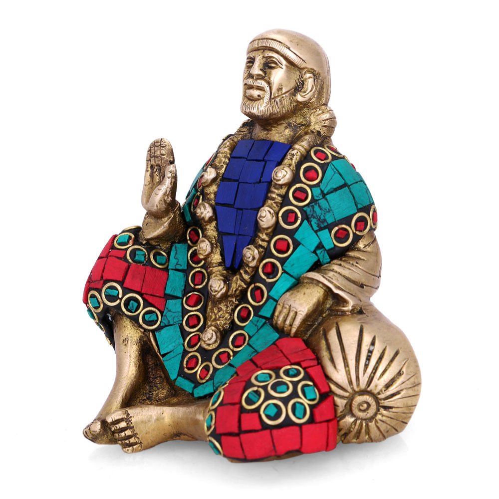 Blessing Sai Baba Brass Idol Showpiece Sits105