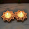 Wooden Block Print Tea light Candle Holder (Set of 2)