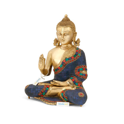 Blessing Sculpture of Abhaya Buddha Brass Statue