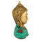 Brass Buddha Head Bust Idol Turquoise Stone Showpiece Statue Bts244