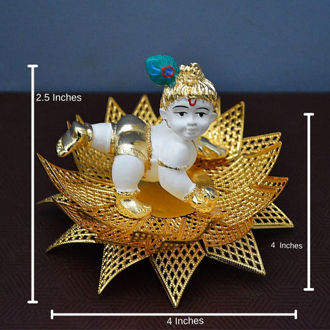 Resin Gold Plated Laddu Gopal Idol with Gifting Box