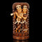 Hindu God Radha Krishna Statue With Flute Wooden Idol