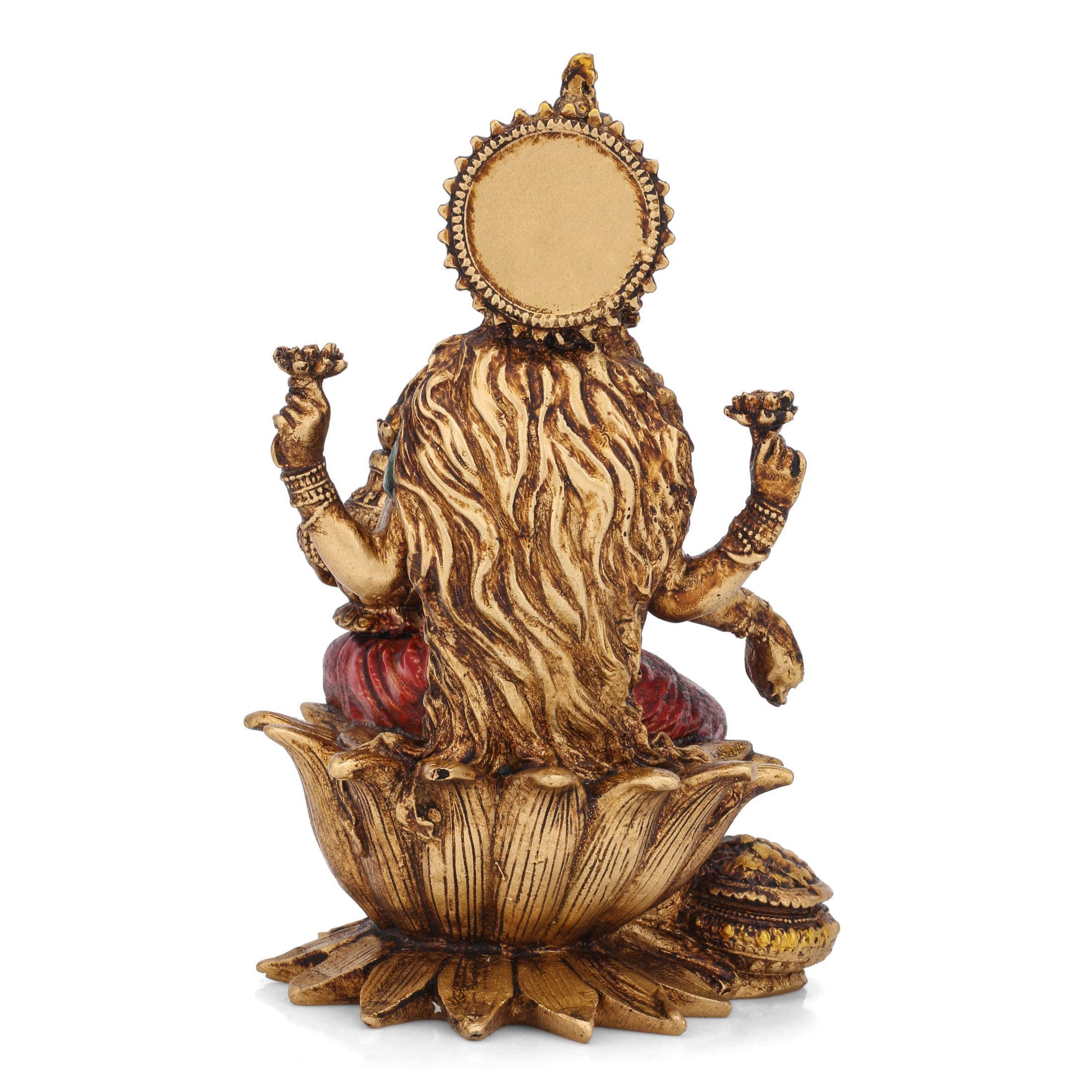 Goddess Lakshmi Devi Idol Sitting on Lotus Resin Statue 