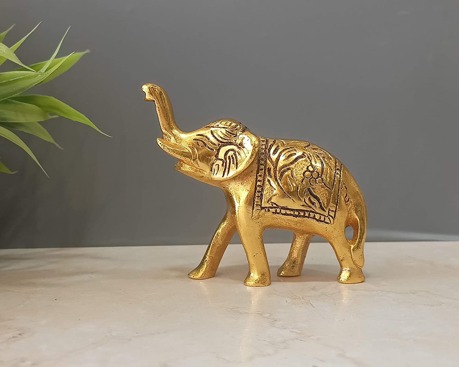 Metal Trunk Up Elephant Statue 