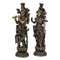 Pair Set of Radha Krishna Statue - Temple Bronze Figurine