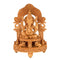 Lord Ganpati Sitting on Singhasan Wooden Figurine