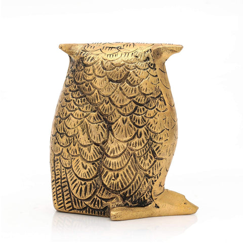 Brass Feng Shui Owl Bird Decorative Showpiece