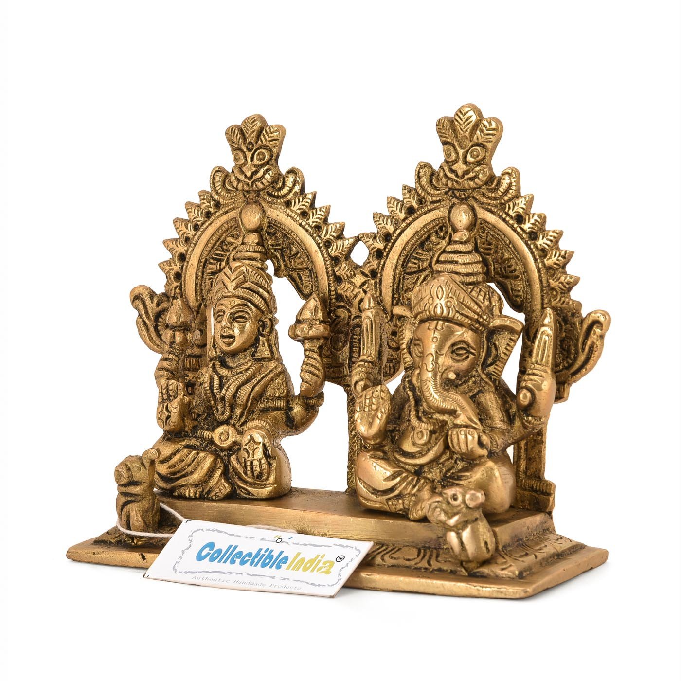 Brass Laxmi Ganesha Idol Murti Statue 