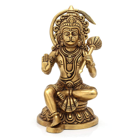 Brass Blessing Lord Hanuman Idol Murti Showpiece