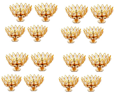 Brass Crystal Decorative Diya Oil Lamp (Set Of 4) Dfbs151-Small-4