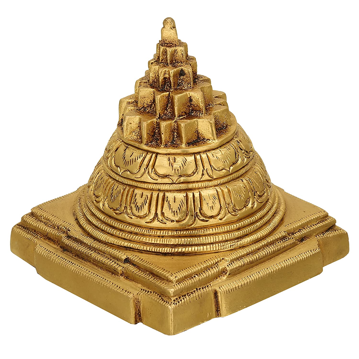 Brass Lakshmi Meru Shriparni Yantra Pyramid Statue