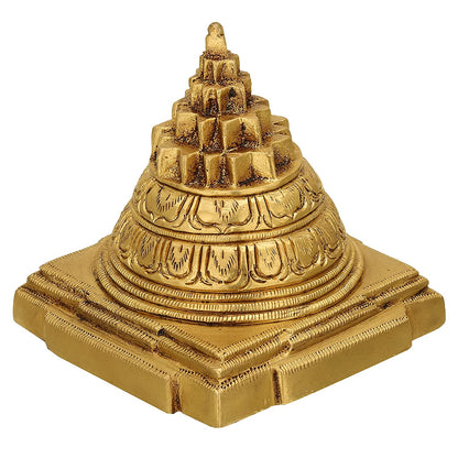 Brass Lakshmi Meru Shriparni Yantra Pyramid Statue