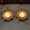 Wooden Block Print Tea light Candle Holder (Set of 2)