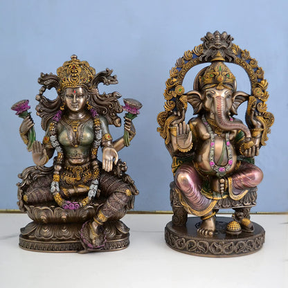 Goddess Lakshmi Ganesha Resin Idol Set