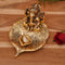 Decorative Ganesha Idol On Leaf Diya Oil Lamp Stand Showpiece