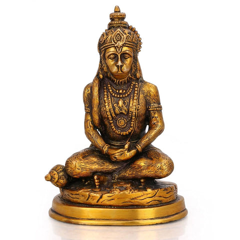  Meditating  Hanuman Brass Idol Murti Statue 