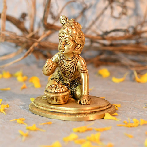 Brass Bal Krishan Laddu Gopal Statue Kbs131