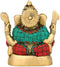 Brass Ganesha Statue with Turquoise stone inlay work