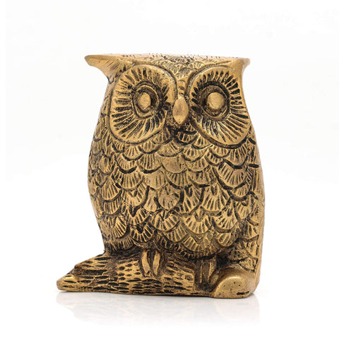 Brass Feng Shui Owl Bird Decorative Showpiece