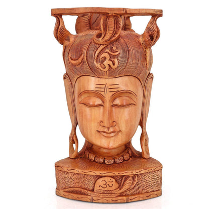Wooden Handmade Shiva Idol Face Sculpture Statue
